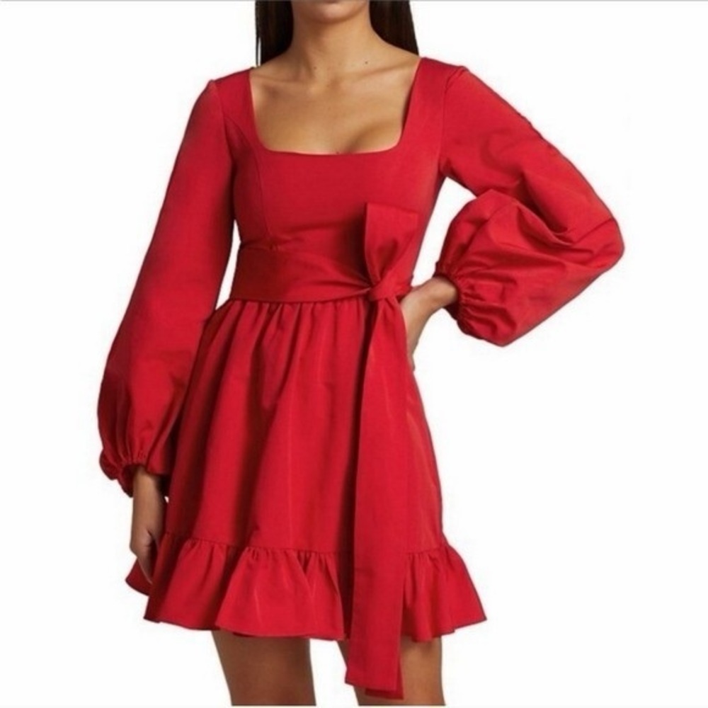 New! staud seth red long sleeve dress size 6
